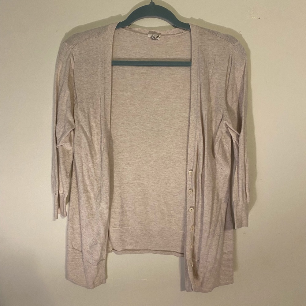 Three Quarter Sleeve Cream Cropped Cartigan